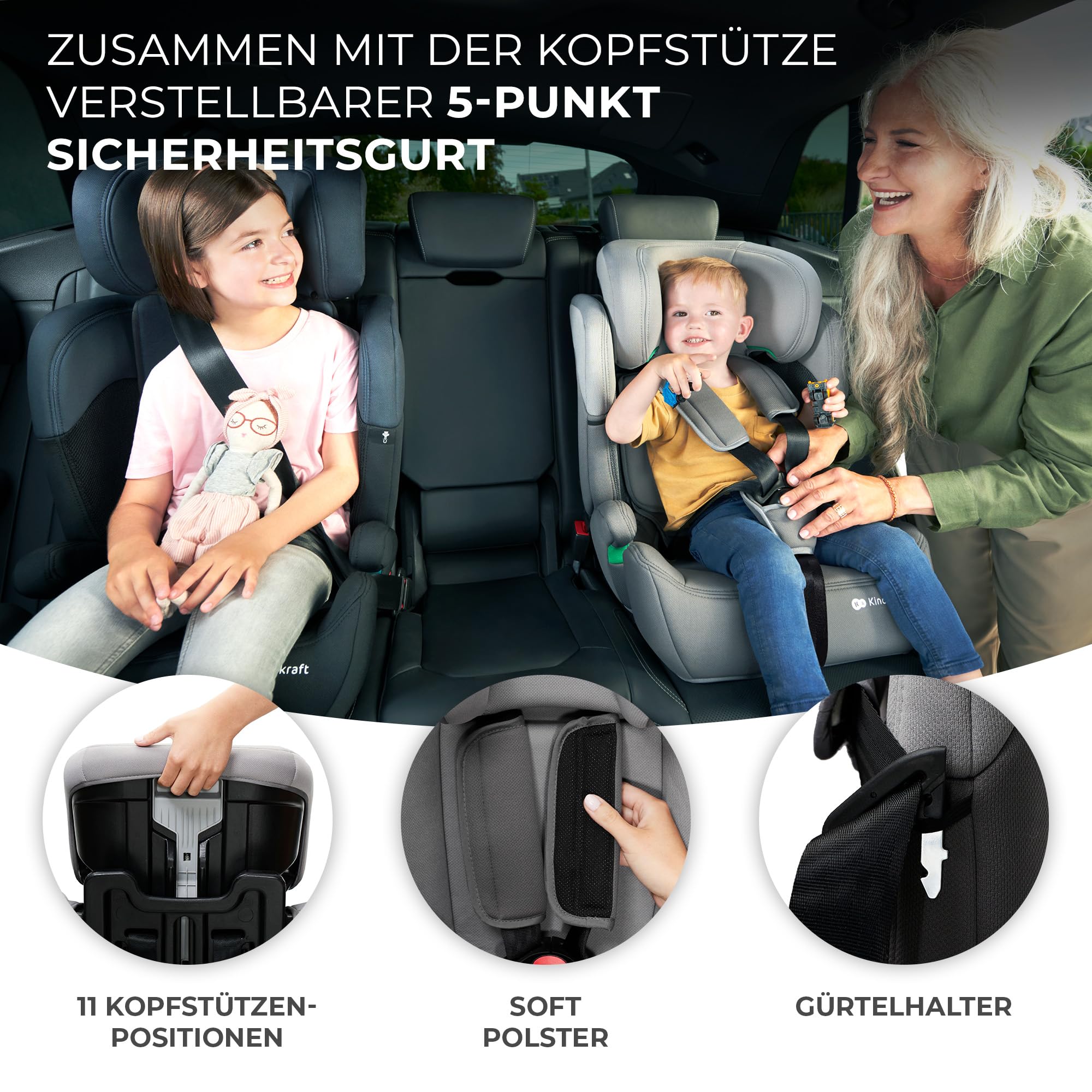 Kinderkraft COMFORT UP I-SIZE Autokindersitz 76-150 cm 5-Punkt-Sicherheitsgurt ECE R129/03 Schwarz