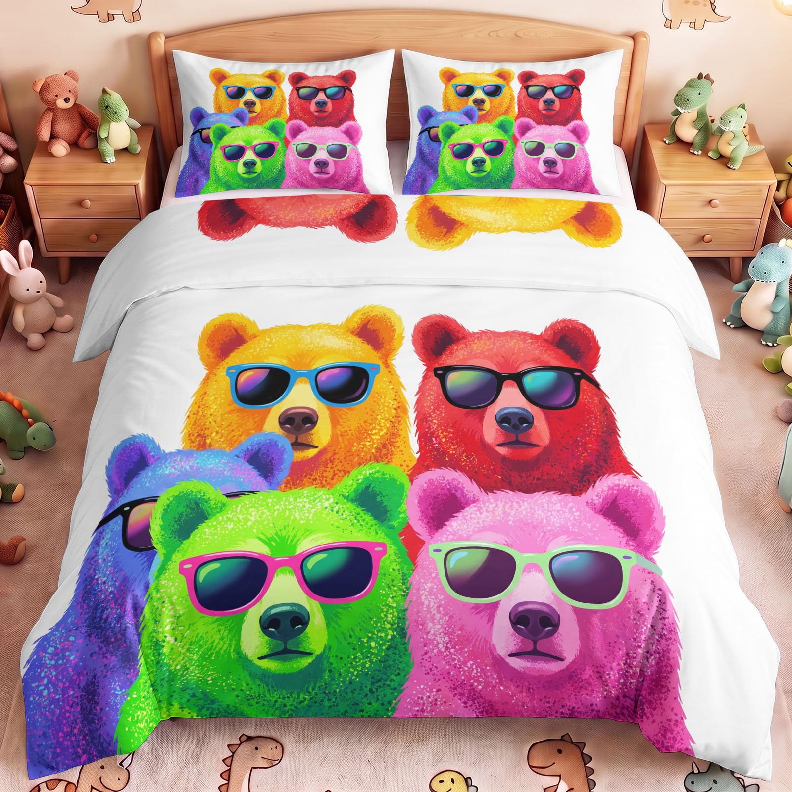 Juego de funda de edredón para cama de matrimonio, con gafas de sol