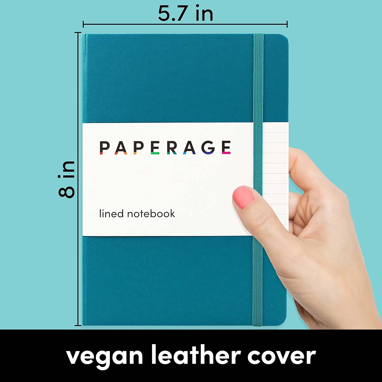 PAPERAGE Lined Journal Notebook, (Turquoise), 160 Pages, Medium 5.7 inches x 8 inches - 100 GSM Thick Paper, Hardcover : Office Products