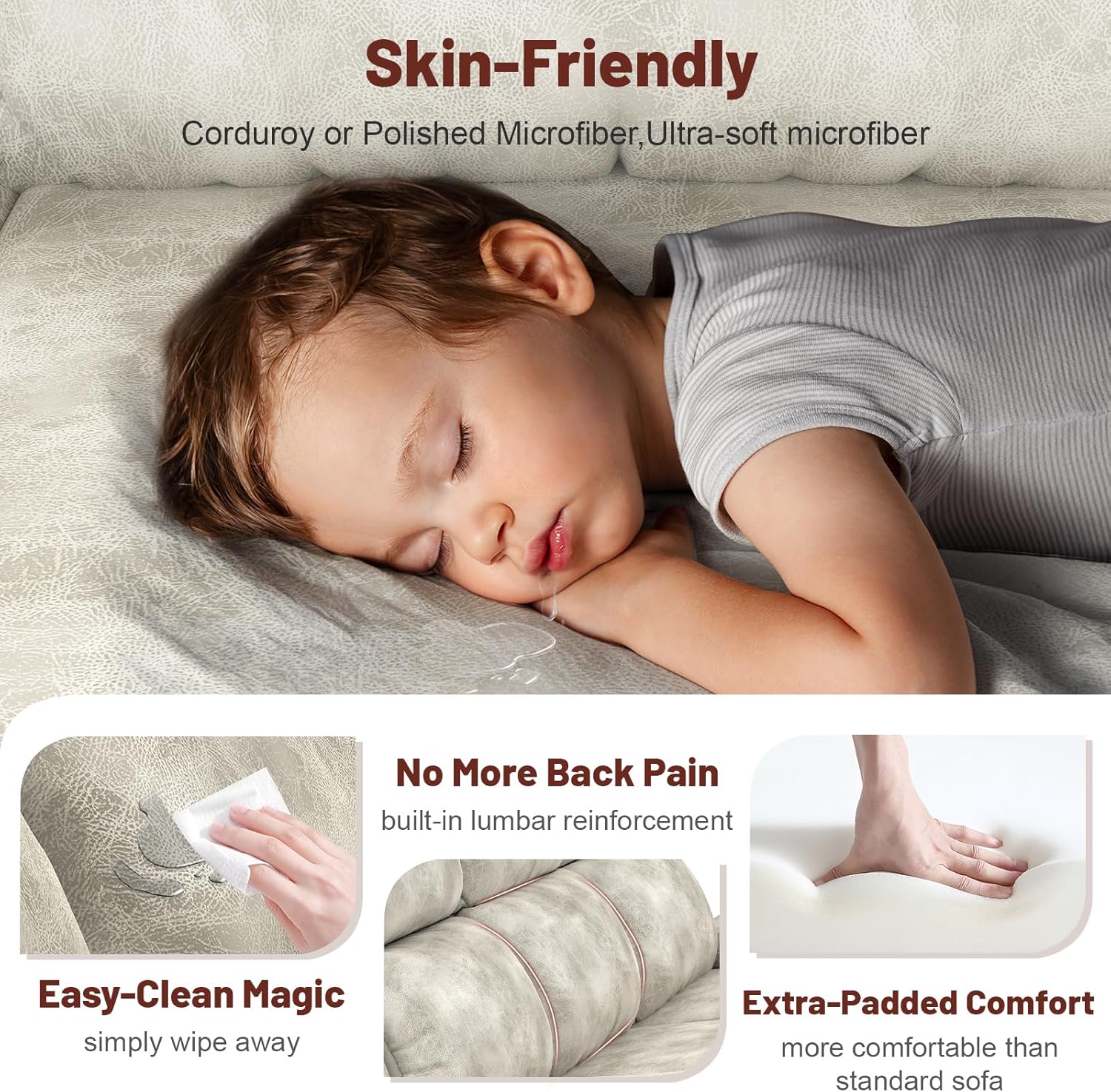 Recliner Sofa 3+1 Set, Flip Middle Backrest Design 3 Seater Loveseat Reclining Sofa and Single Oversized Recliner Chair, Manual Couches for Living Room/RV