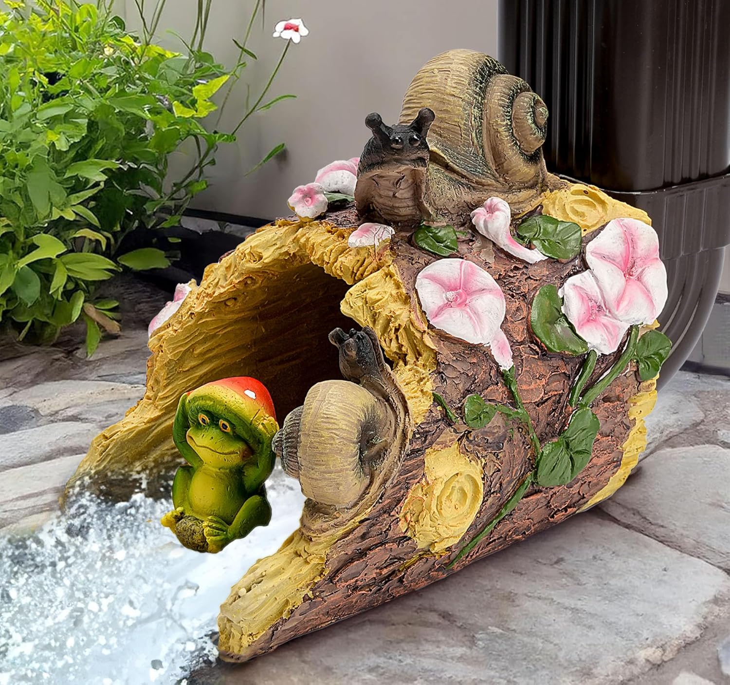 Teaeeno Frog Gutter Downspout Extension Decorative, Animal Gutter Extension Decor Statue,4"×3" Rain Gutter Downspout Splash Block,Garden Splash Block Outdoor Sculpture (Snail)
