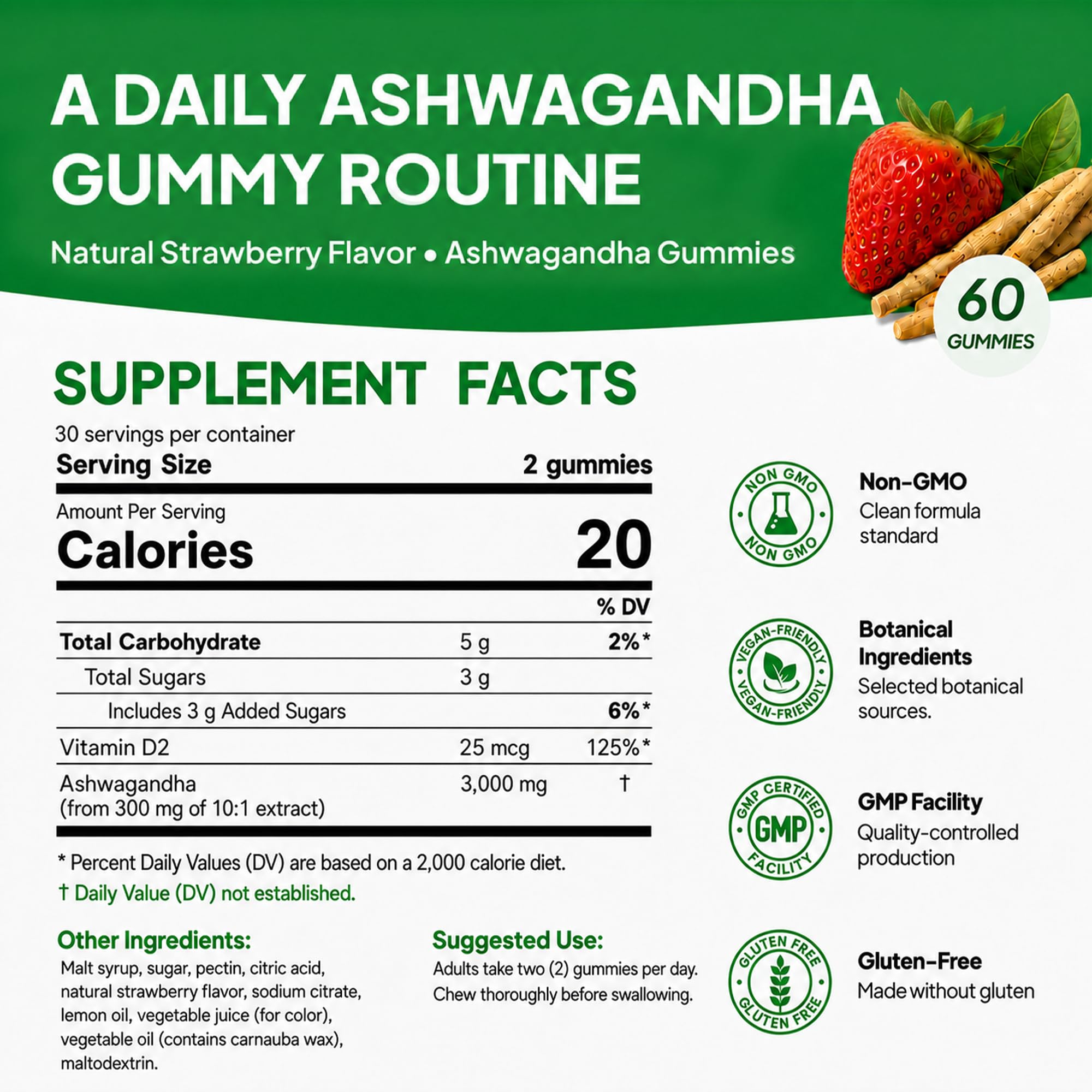 Nature's Key Ashwagandha Gummies, High Potency Root Extract+D2, 60CT — Amazon image 5