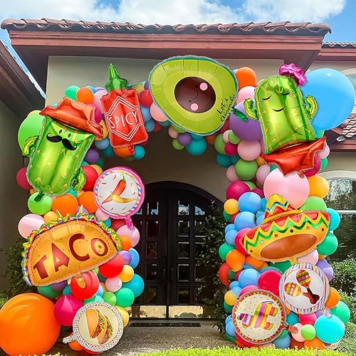 Miniatura 7 de 10 globos de fiesta mexicanos de taco, cactus, aguacate, sombrero de llama, botella picante, globos de papel de aluminio, decoración de fiesta del