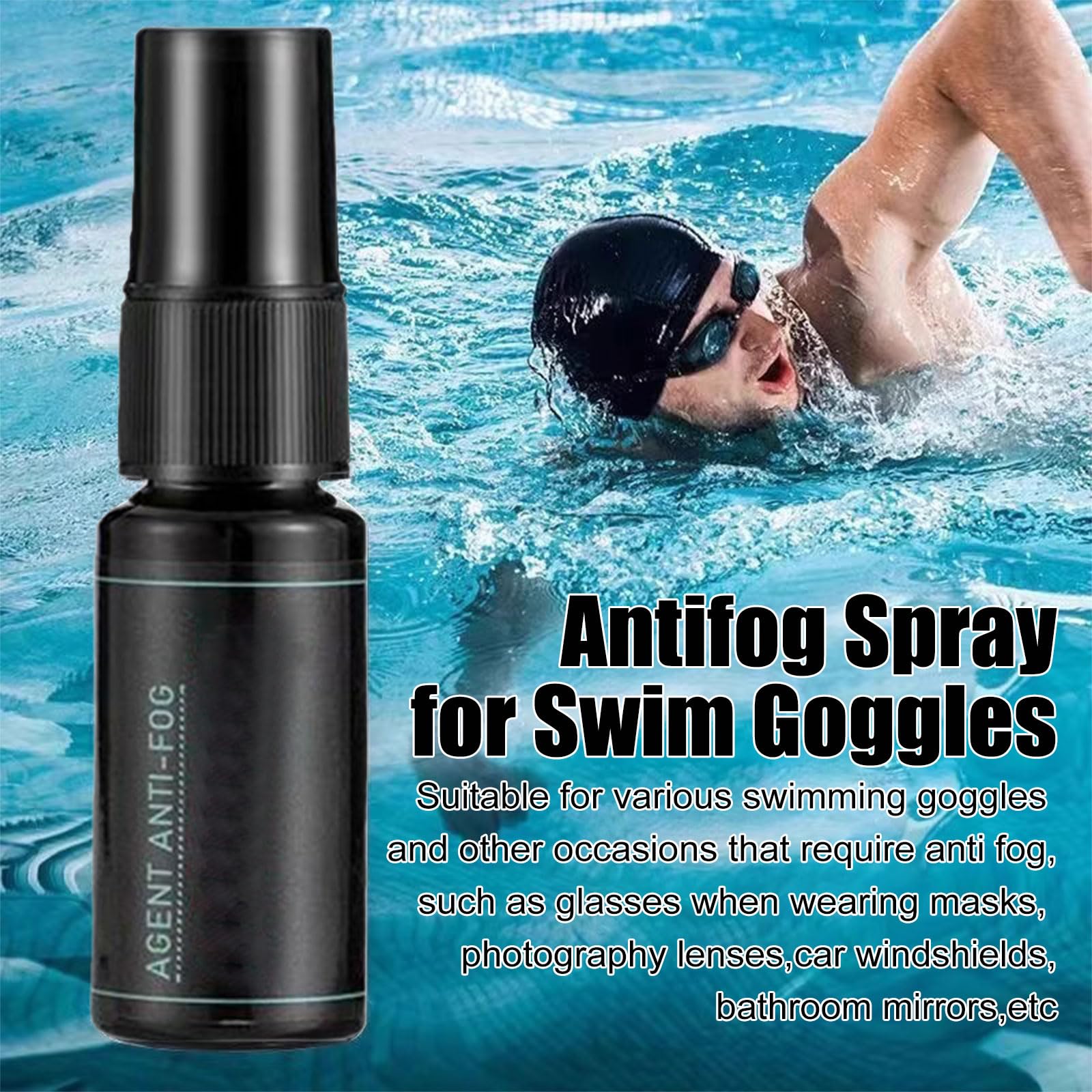 Spray zapobiegający zaparowaniu okularów do pływania, 2 sztuki, 20 ml, ochrona przed zaparowaniem, do okularów, ochrona przed zaparowaniem