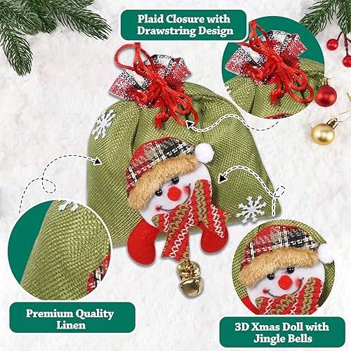 Miniatura 3 de SHANGRLA Bolsas de regalo de Navidad con cordón  Bolsas de regalo de Navidad de arpillera para niños, bolsas de Navidad reutilizables de tela para