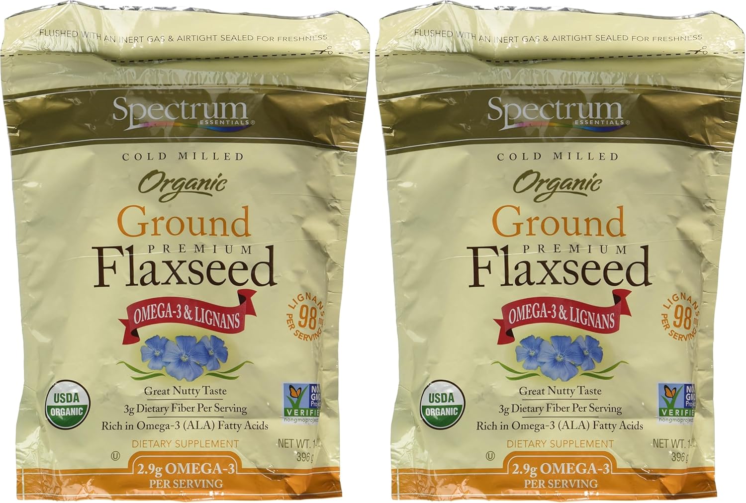 Spectrum Essentials Organic Ground Essential Flaxseed 14 oz. (Pack of 2)