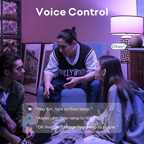 Miniatura 4 de VOCOlinc Bombilla inteligente funciona con Apple Homekit, Alexa, Google Home, bombillas LED WiFi que cambian a todo color, 850 lúmenes regulables,