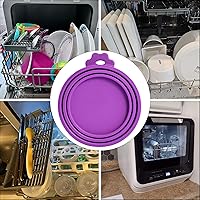 Vista 5 de Paquete de 4 Tapas de Latas de Comida para Mascotas de Silicona para Comida de Perros y Gatos