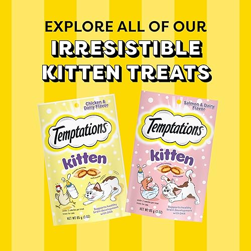 Miniatura 10 de Temptations Kitten Crunchy and Soft Treats sabor pollo y lácteos, bolsa de 6.3 onzas, (paquete de 10)