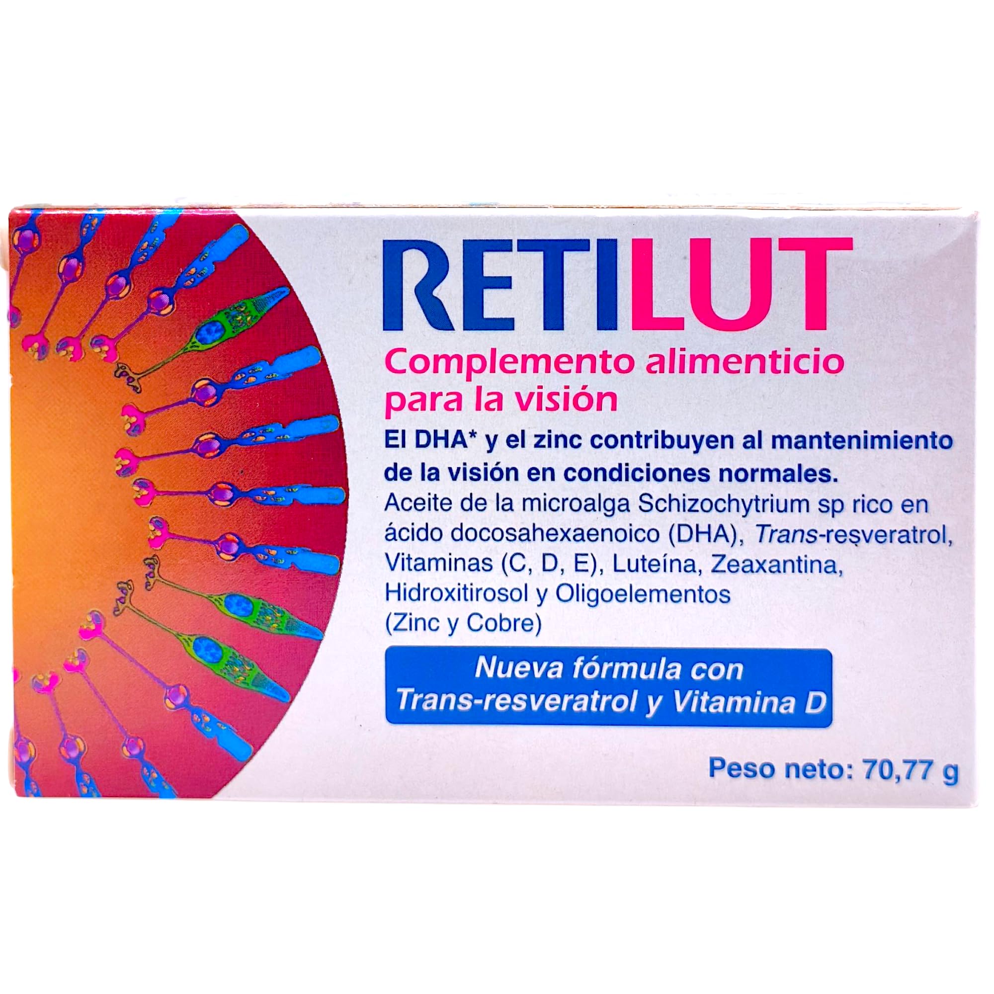 Thea Retilut 60 Cápsulas - Suplemento Ocular para la Salud Visual y Protección Antioxidante - Con Luteína, Zeaxantina, DHA, Resveratrol y Vitaminas