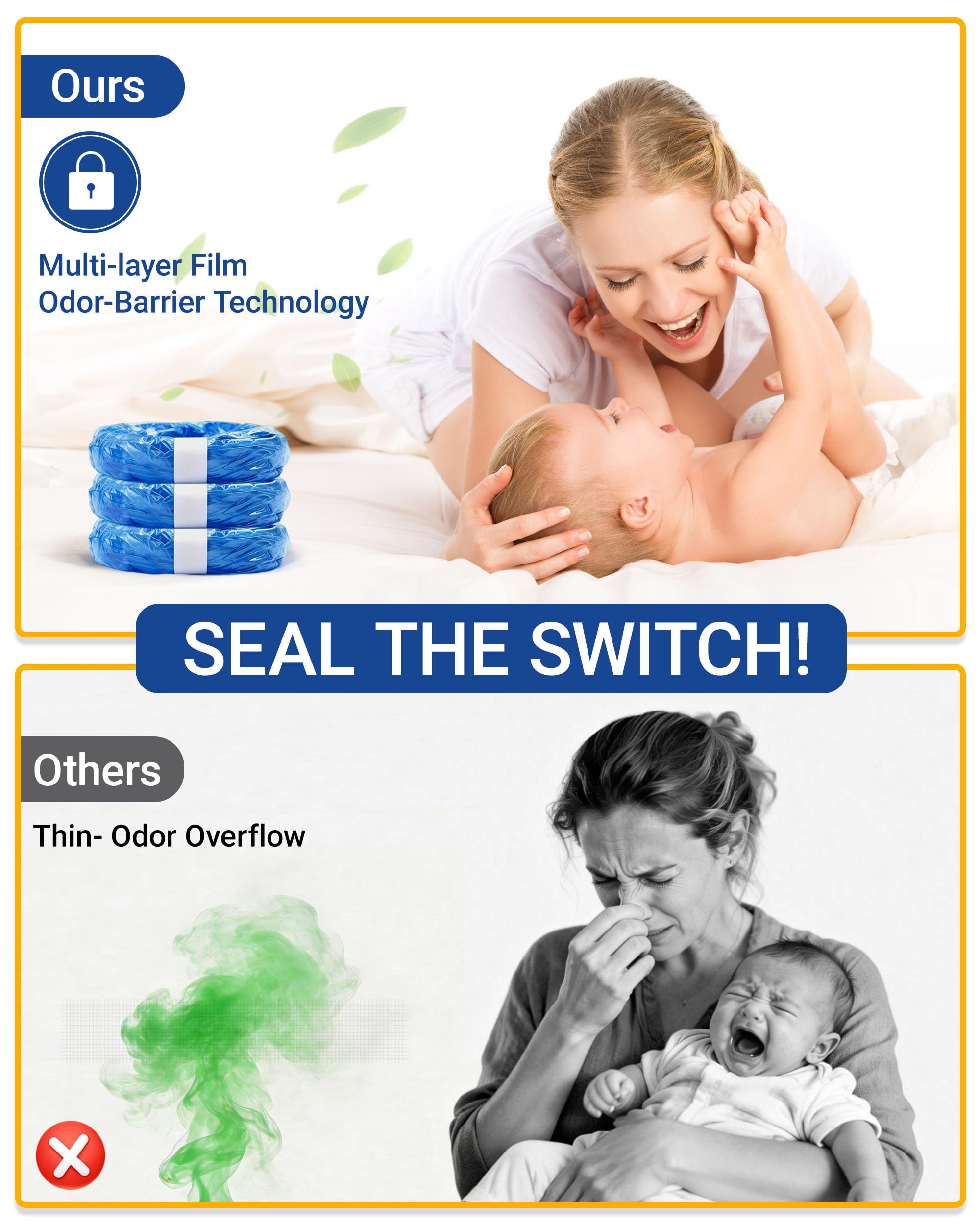 10 Pack Refill Bags Compatible with Diaper Genie, Litter Genie & Litter Locker, Extra 20% Longer Refill Bags for Diaper and Cat Litter Pails, Odor Lock & Plant Scented - 4