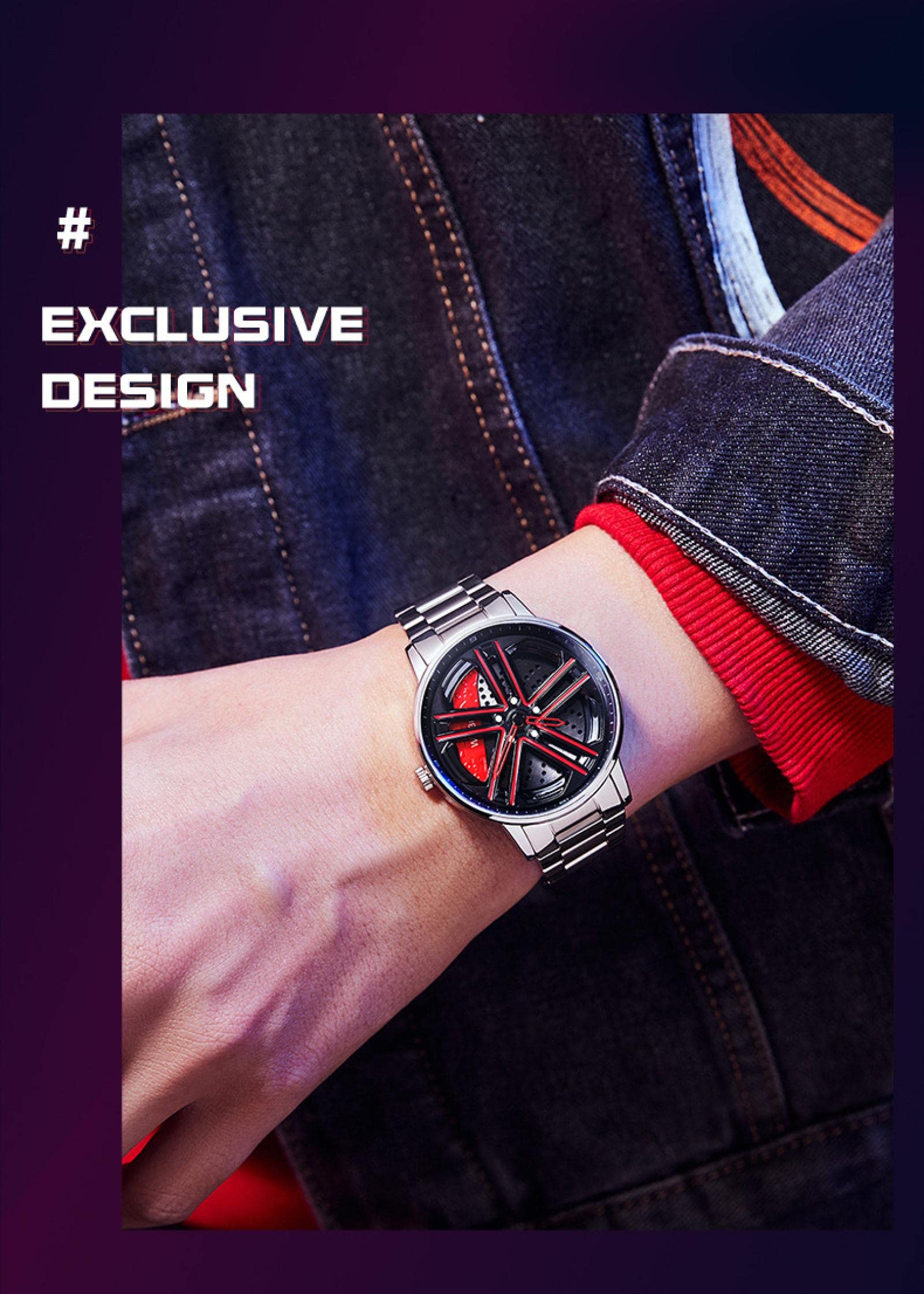 Herren Uhr Automatik Wasserdicht Herrenuhr Hohl Quarzuhr Motorsport Herren Armbanduhr Titan Edelstahl/Lederarmband Uhren Herren