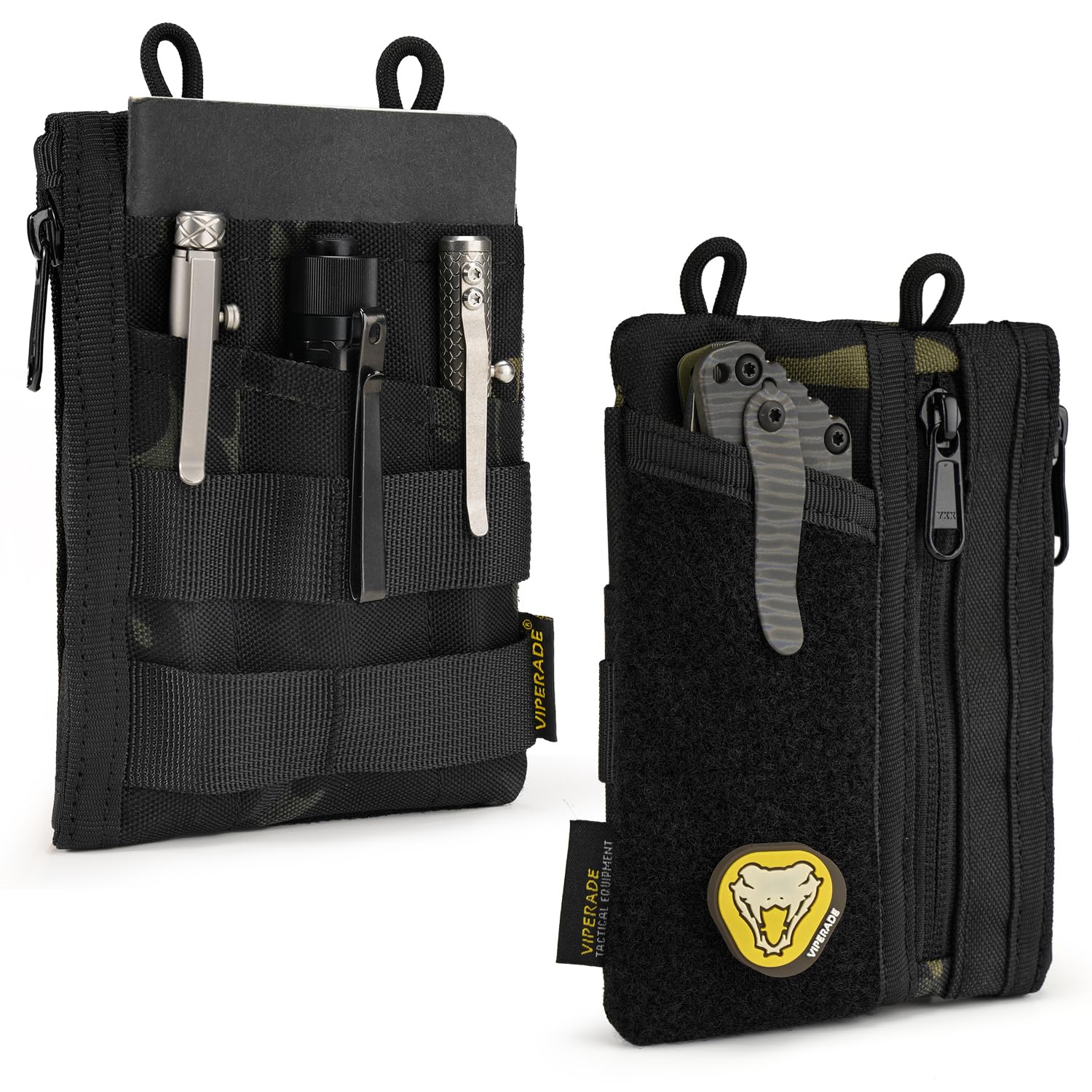 VIPERADE VE16 Pocket Organizer, EDC Pouch for Men, 7 Pockets EDC Pocket Organizer Velcro Pouch for Everyday Carry, Multitool Pocket Pouch Wallet for EDC Gears, Pocket Pouch for Men