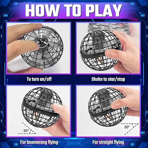 Miniatura 8 de Sosuy Bola de orbe voladora 2025 para niños, galaxia mágica hover cósmica boomerang espacio flotante mini dron giratorio de mano, juguetes de Rojo
