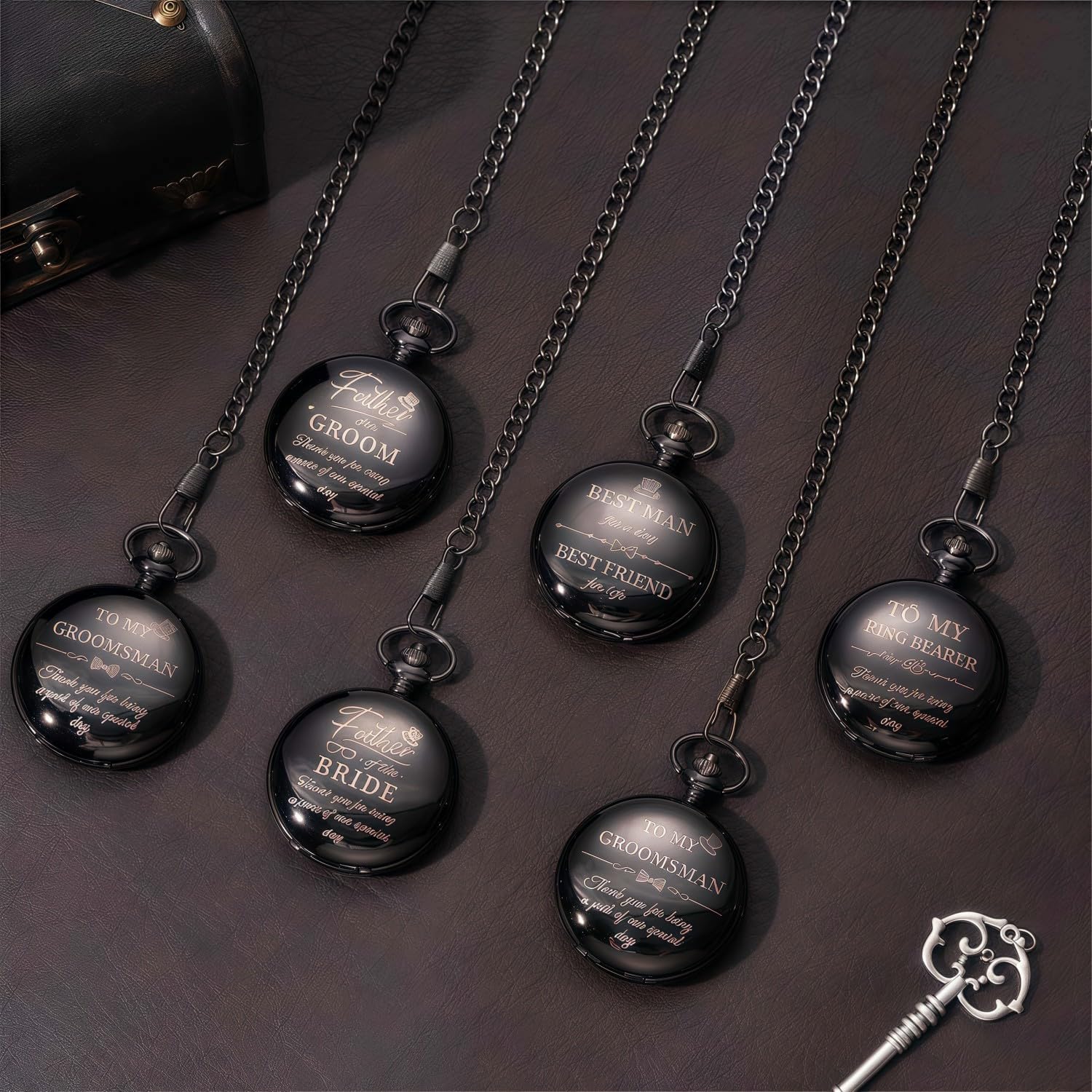 Groomsmen Gifts Set Pocket Watch for Men Bestman Gift Engraved Pocket Watches for Groomsman Gift Set Mens Pocket Watch - Image 2