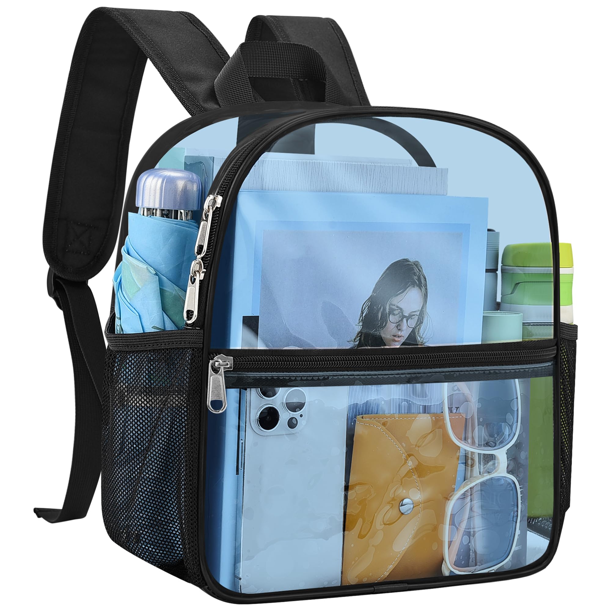USPECLARE Clear Backpack for Stadium Approved 12×6×12 Transparent Bag | Small Clear Bag with Wider Shoulder Straps for Stadium Events Concert Work Festival