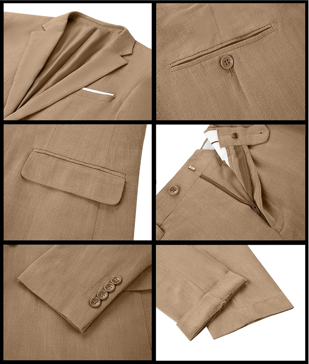 Linen Mens Suits 3 Piece Slim Fit Tuxedo Suit for Men Beach Wedding Formal Business Suit Groom Prom Set Outfits - Image 6