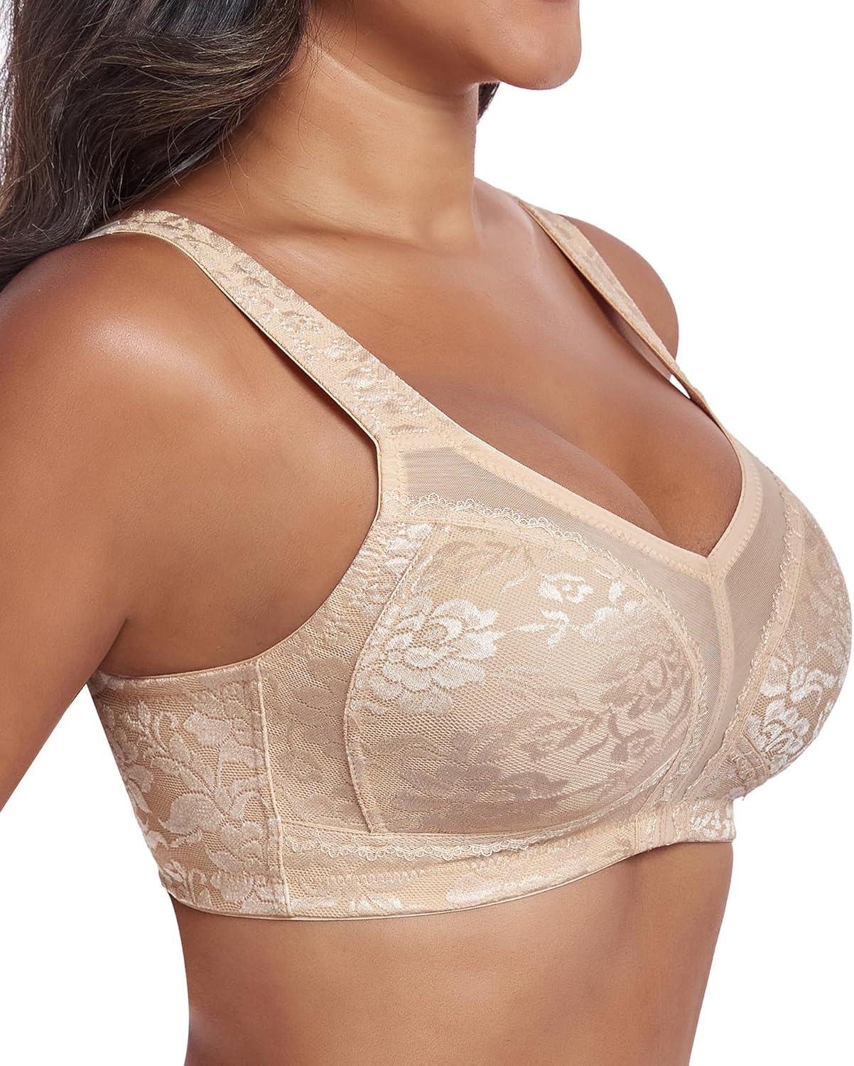 Women's Full Coverage Minimizer Bra Everyday Comfort Wirefree Plus Size Non Padded Large Busts