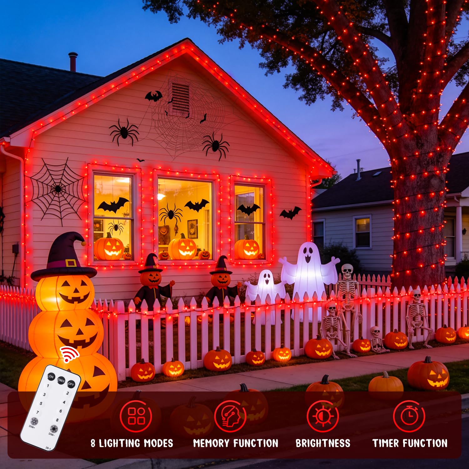 JMEXSUSS 500 LED Halloween Lights Outdoor, Red Christmas String
