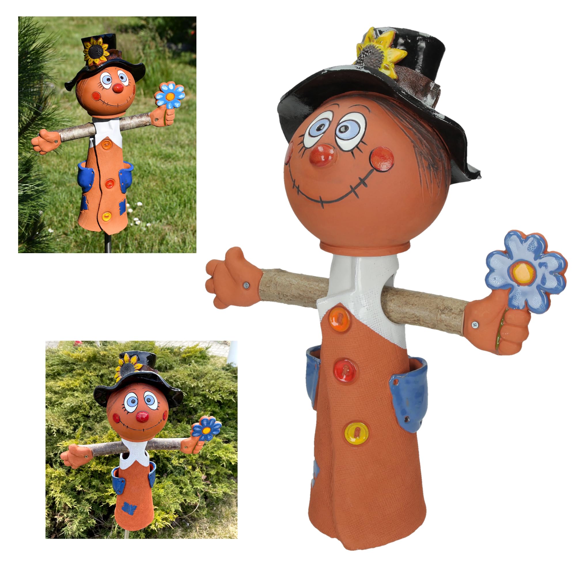 Ceramiczna dekoracja ogrodowa - 'Boy Scarecrow'