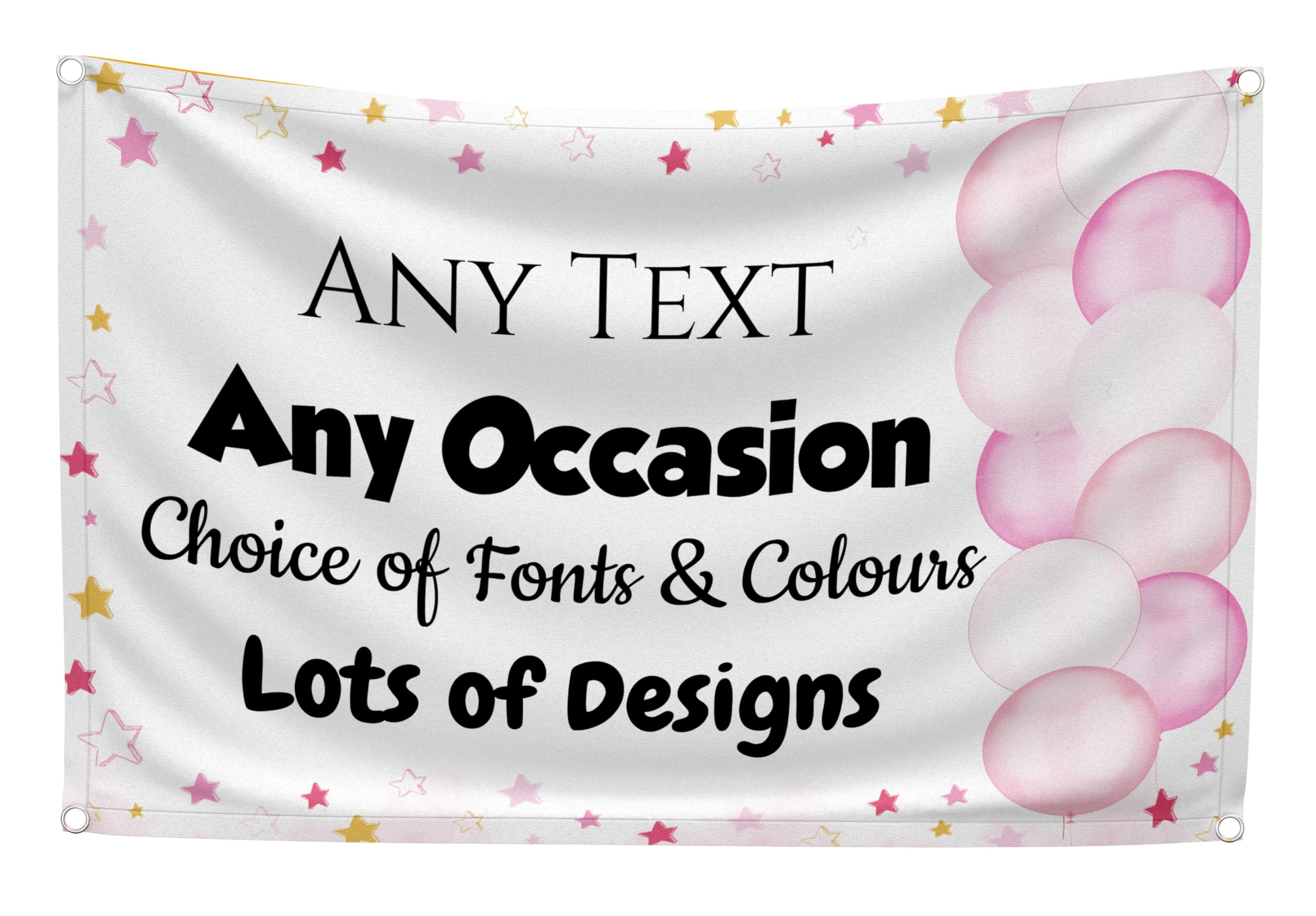 XL Personalised Pink & Gold Backdrop 42"x60" – Waterproof Fabric with Metal Grommets – Custom Name & Message for Girls Birthday, Baby Shower, Hen Party, Christening, First Holy Communion