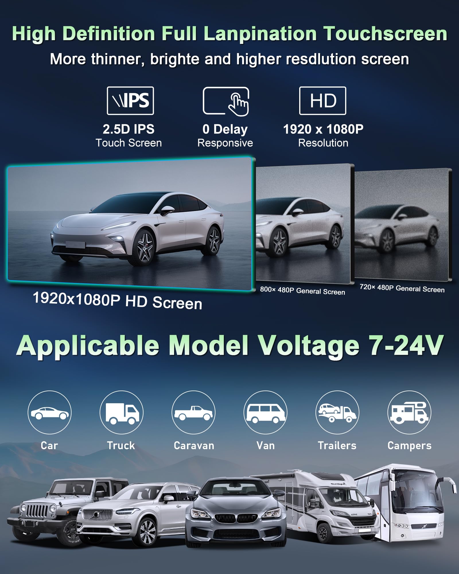 Exclusividad Pantalla Carplay Android Auto Coche de 11,3 Pulgadas con Soporte Estable, Pantalla Car Play Coche con Doble Navegador GPS Bluetooth Siri/GOO-gle para Auto Caravanas