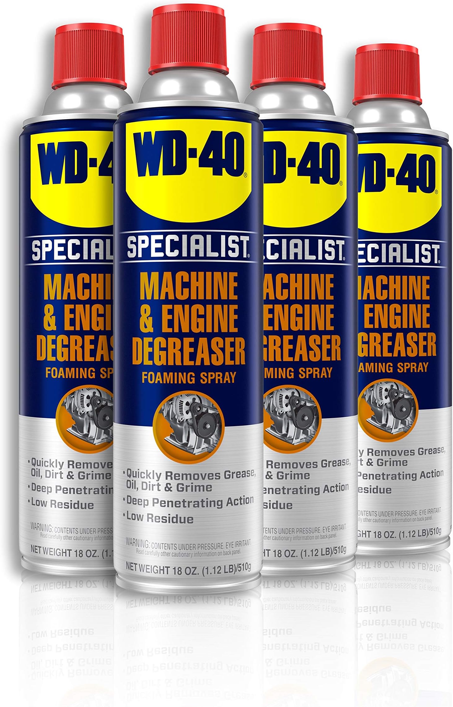 Machine & Engine Degreaser Foaming Spray, 18 OZ [4-Pack]