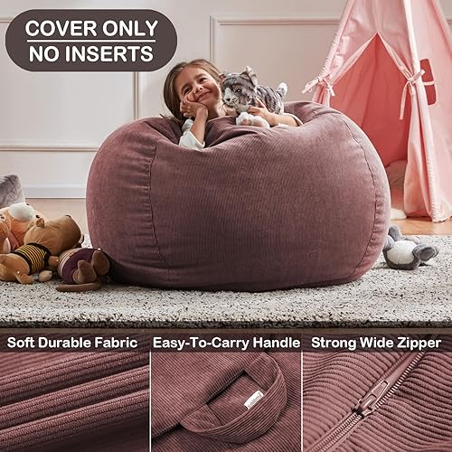 Miniatura 107 de Nobildonna - Funda para silla de puf (relleno sin relleno) de nido de pájaro para niños y adultos. Puf extra grande para almacenamiento de animales