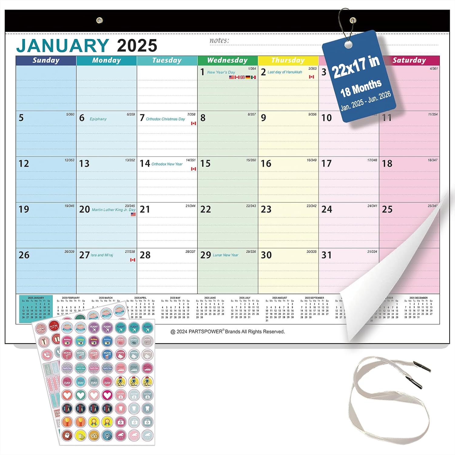 Super Large 22X17 inch Desk Calendar 20252026, 18 Months Large Size