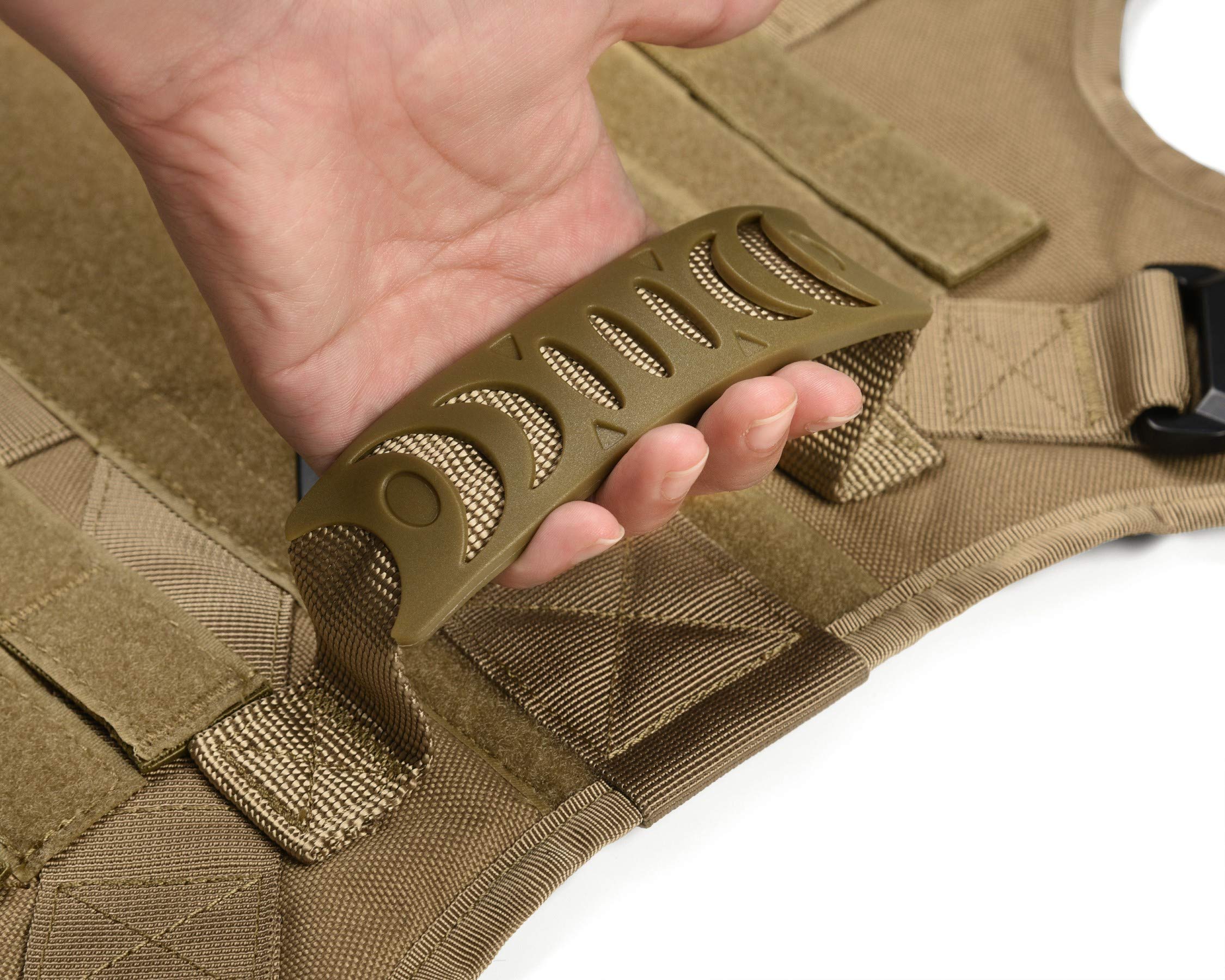 Pettorina tattico per cani con manico militare per addestramento di lavoro, con fibbie in metallo e pannelli ad anello, guinzaglio per cani (S, marrone con guinzaglio)