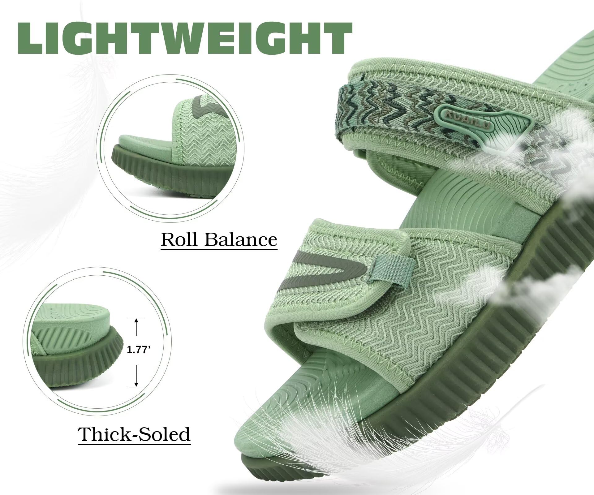 KuaiLu Womens Fashion Orthotic Slides Ladies Athletic Thick Cushion Recovery Sandals Adjustable Strap Slip On Walking Sandles with Comfortable Plantar Fasciitis Arch Support
