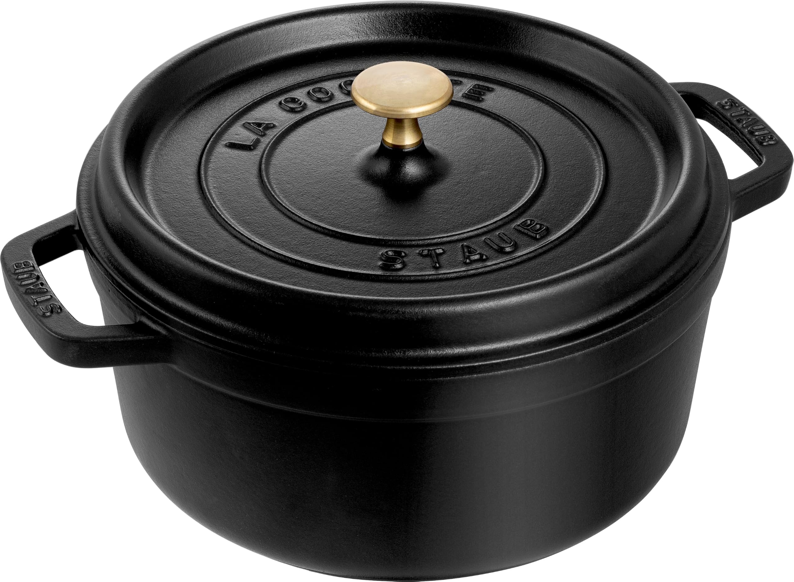 STAUB Cocotte en fonte, faitout tous feux dont induction, ronde, 24 cm, 3,8 L, Made in France, noir