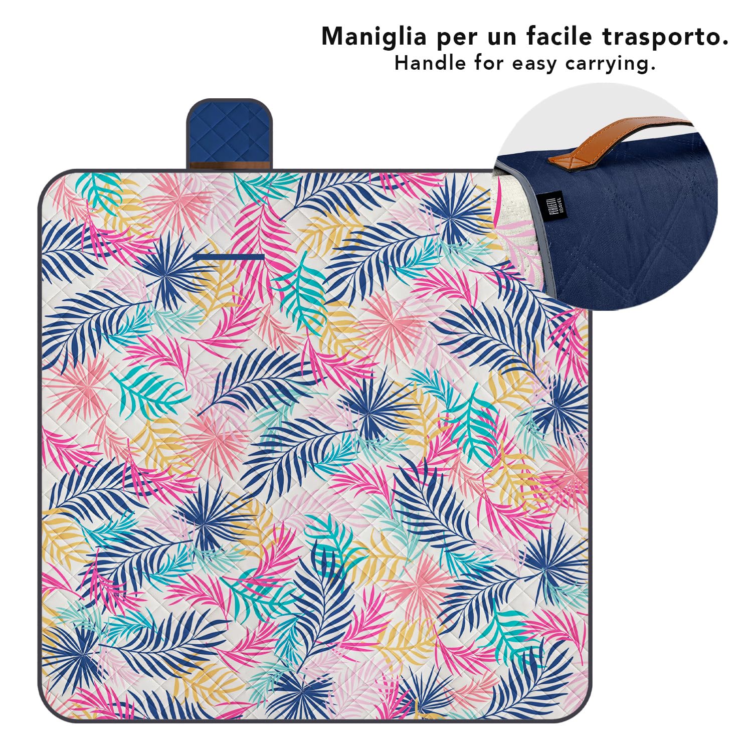 Couverture Pique Nique 200x200 Imperméable Lavable - Nappe de Picnic Grand Portable Extra Large avec Sangle de Transport - Tapis Plaid Plage Randonnée Camping Plein Air Parc (Jungle, 200x200 cm)