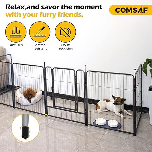 Miniatura 4 de ComSaf Corralito para perros al aire libre, 32 pulgadas de altura, 16 paneles de valla metálica para perros con dos correas fáciles de transportar,