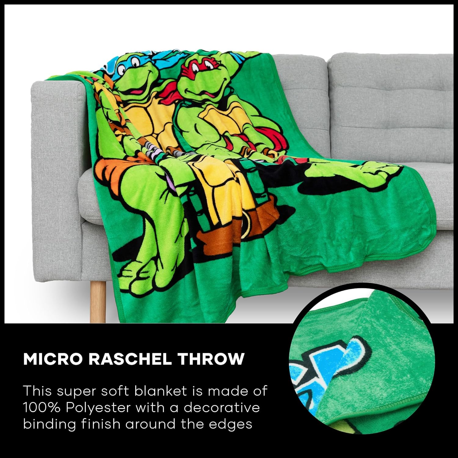 Northwest Teenage Mutant Ninja Turtles Micro Raschel Throw Blanket, 46" x 60", Cowabunga Dudes - Image 7