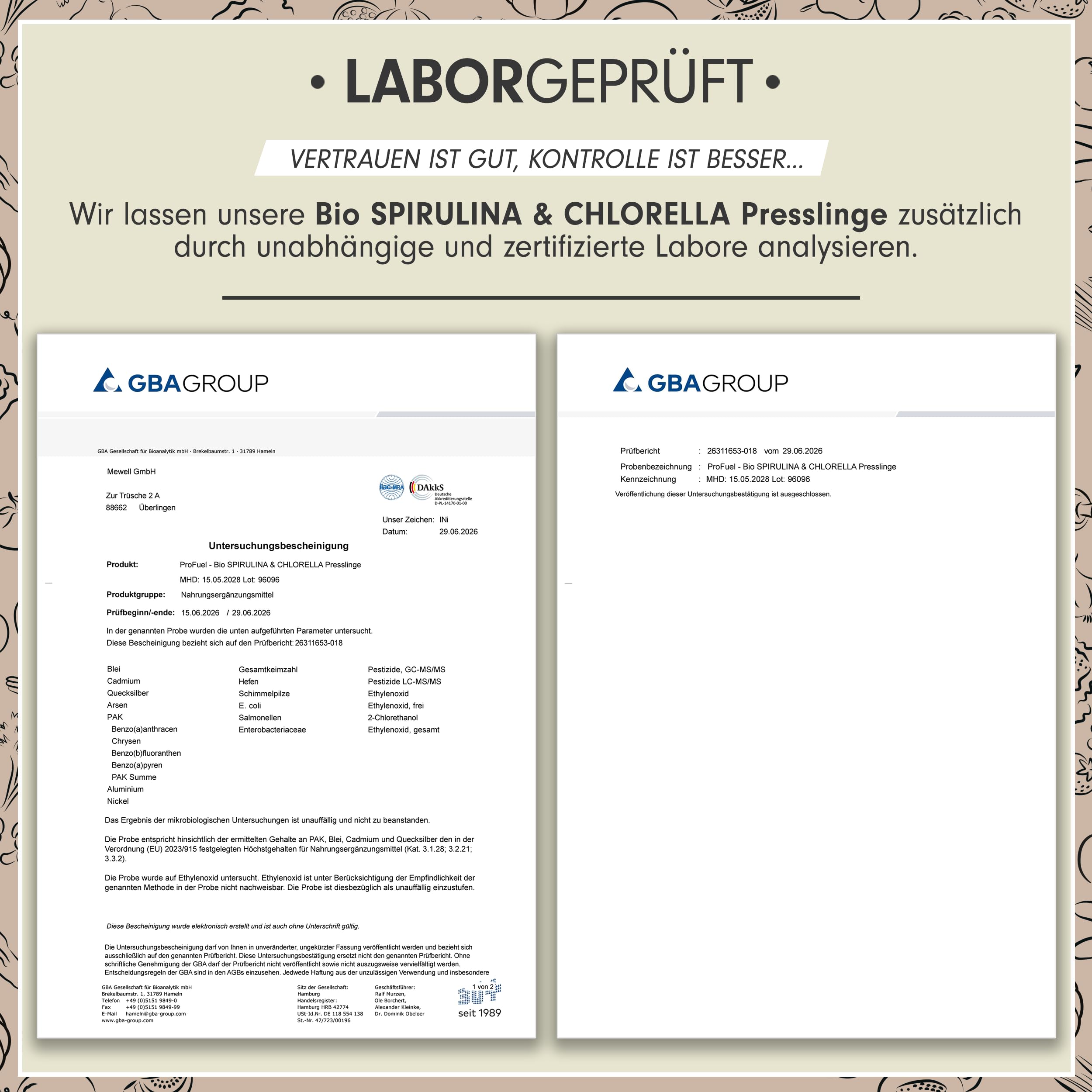 Bio Spirulina & Chlorella Presslinge 600x - optimal hochdosiert - 3000 mg Spirulina & 3000 mg Chlorella aus kontrolliertem Bio-Anbau - laborgeprüft mit Zertifikat - 100% vegan