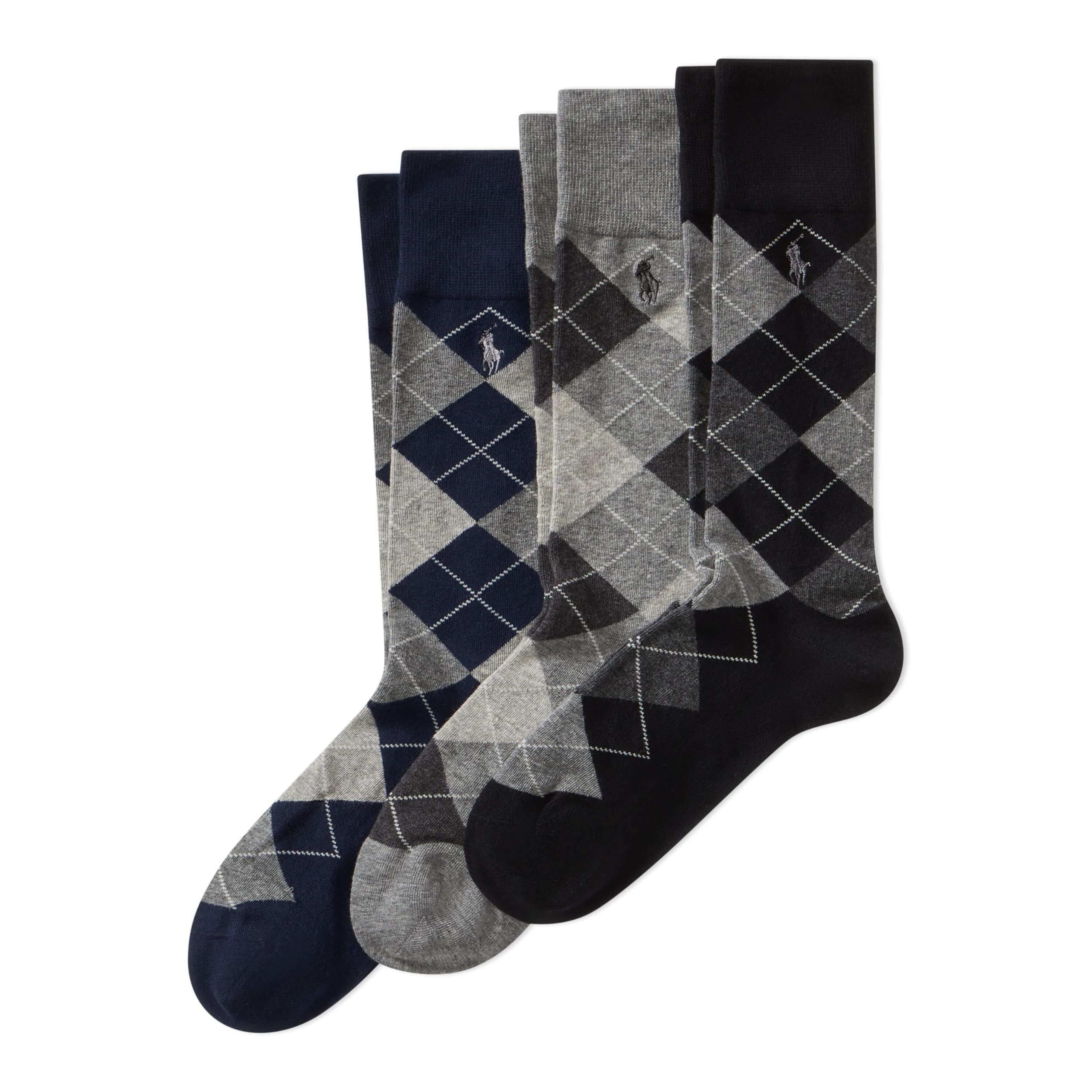 Men's Argyle & Dots Pattern Dress Crew Socks, 3 Pairs
