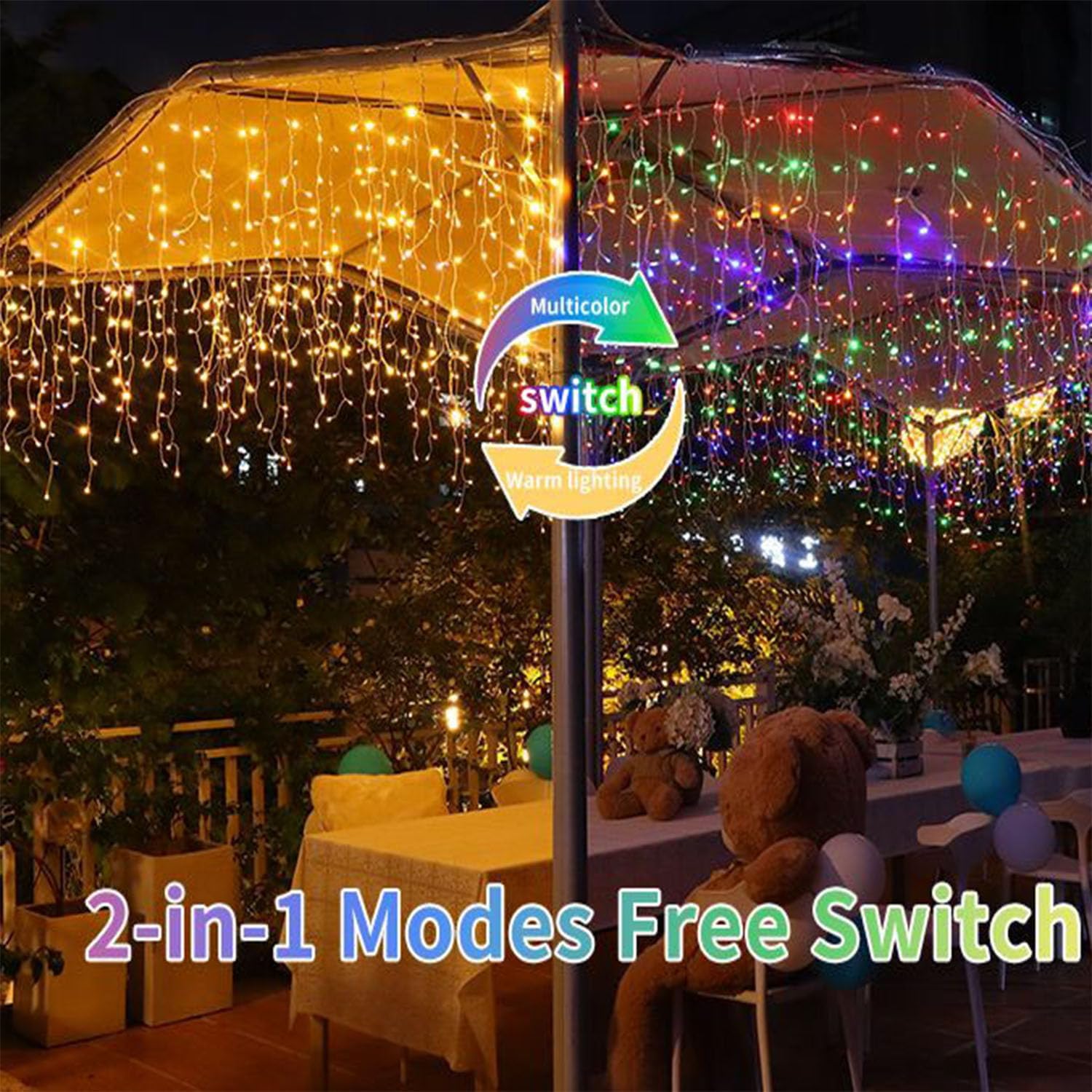 Solar Icicle Christmas Lights Outdoor - 82Ft 660 LED Multi-color Icicle Lights Outdoor Solar Powered with Remote, Color Changing Solar Icicle String Lights Waterproof for Outside Roof House Yard Decor