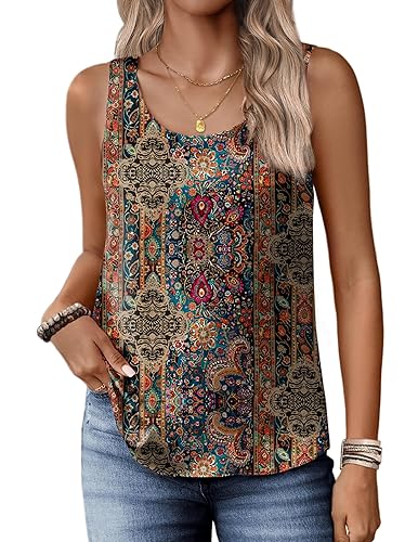 Zeagoo Silk Satin Tank Tops for Women Scoop Neck Sleeveless