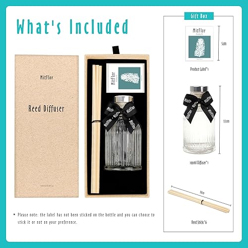 Miniatura 5 de MitFlor - Juego de difusor de fragancia de abeto helado de MitFlor con varillas de ratán, aromas refrescantes de madera para fragancia y decoración