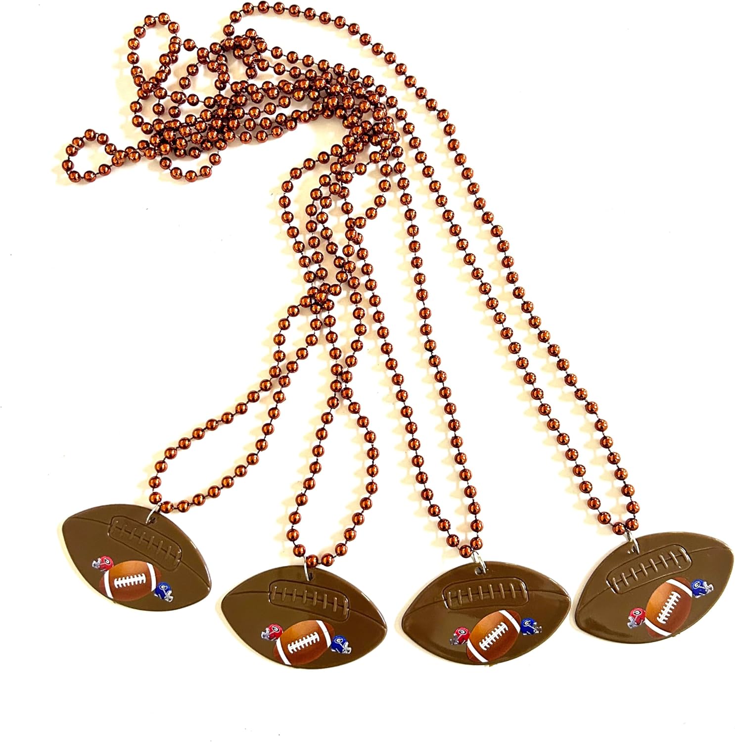 12Pcs Football Necklaces Event Pendant Party Beads Super Bowl Sports Football Bead Necklaces Party Supplies, brown