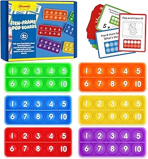 Ten-Frame Pop Board-Math Manipulative for Elementary,Math Fidget Sensory Toy,Montessori Educational Toy Gift for Kindergarten Classroom Kids 3 4 5 Year Old (Upgraded Version for 20 Task Cards)