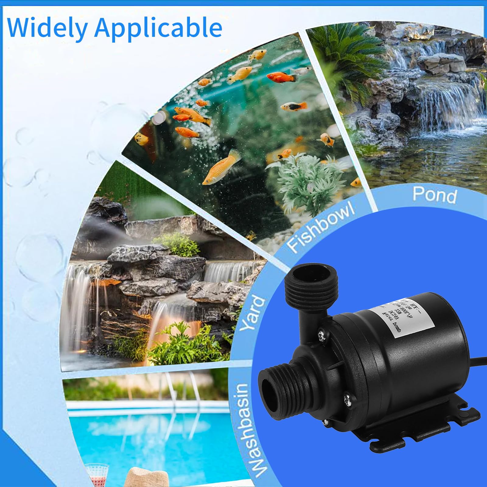 Mini pompe à eau, DC 24V 800L/H 5M Pompe de circulation d'eau chaude Pompe à eau solaire Pompe à eau submersible avec moteur sans balais