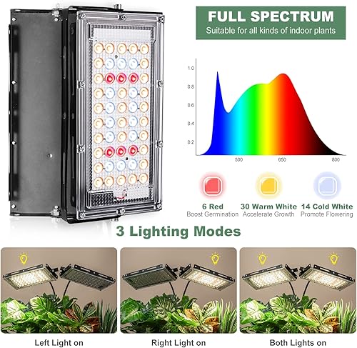 Miniatura 10 de LORDEM Luz de cultivo de plantas con soporte, lámpara de plantas de espectro completo de 150 W para plantas de interior, lámpara LED de pie con