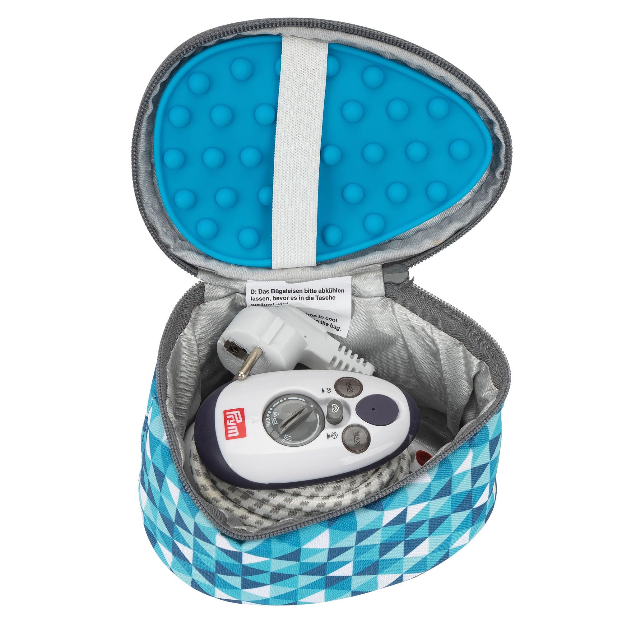 SEMPLIX Mini-Bügeleisen Bundle – Kompaktes Komplettset für Nähen, Quilten & Reisen mit Prym Mini-Dampfbügeleisen, Reisebügeleisentasche und Silikonablage (Diamond Türkis)
