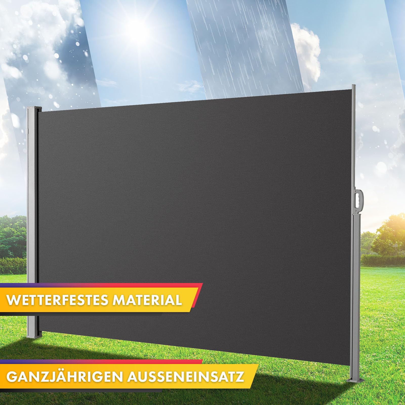 KARAT Aluminium zijluifel, uittrekbare luifel in antraciet, 180 x 300