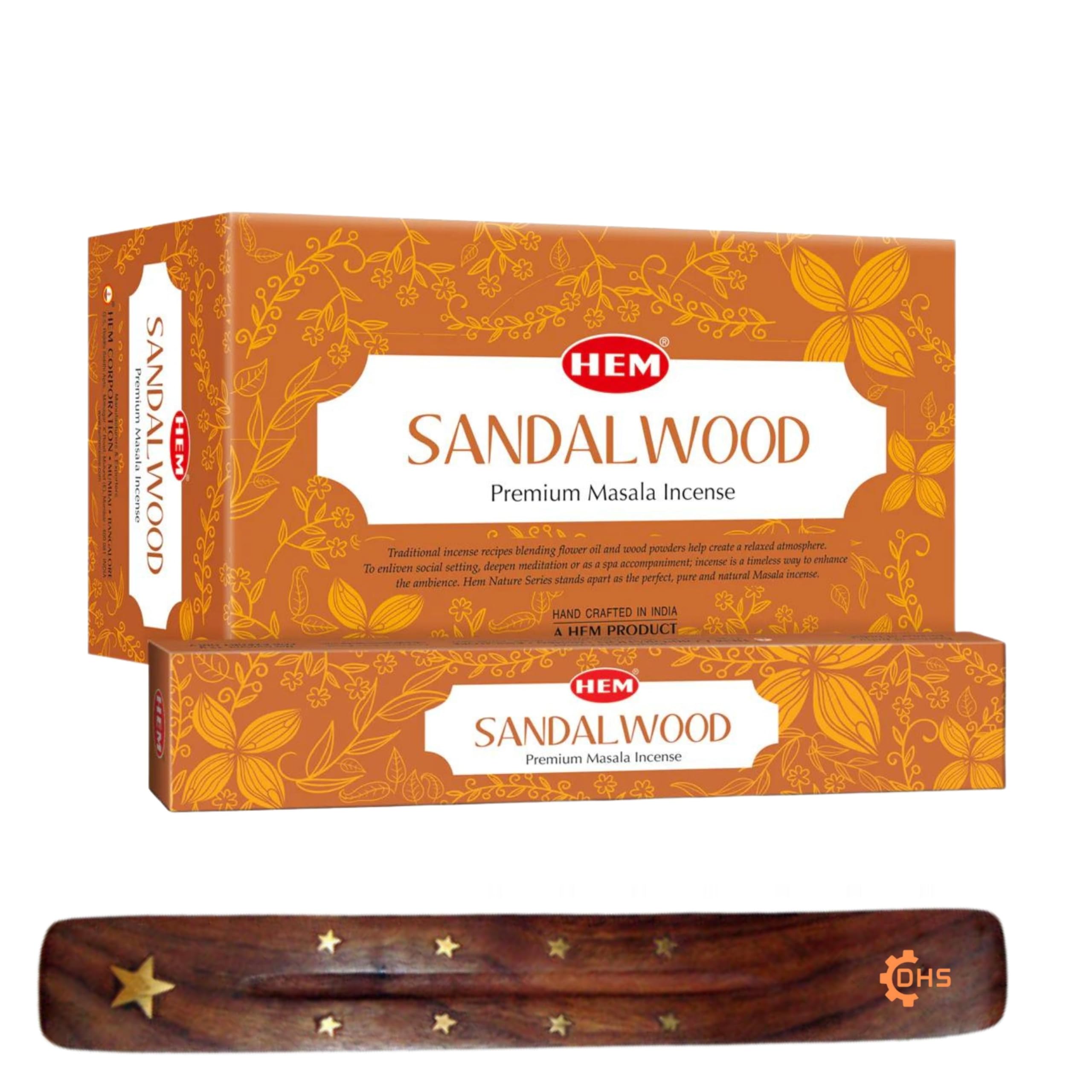 Dhs Black Hem Sandalwood Premium Incense Sticks, Full Pack Of 12, Each 15 Gms With Incense Stick Holder For Yoga, Meditation, Healing, Spirituality, Aromatherapy, Incense Spa And Relaxation…