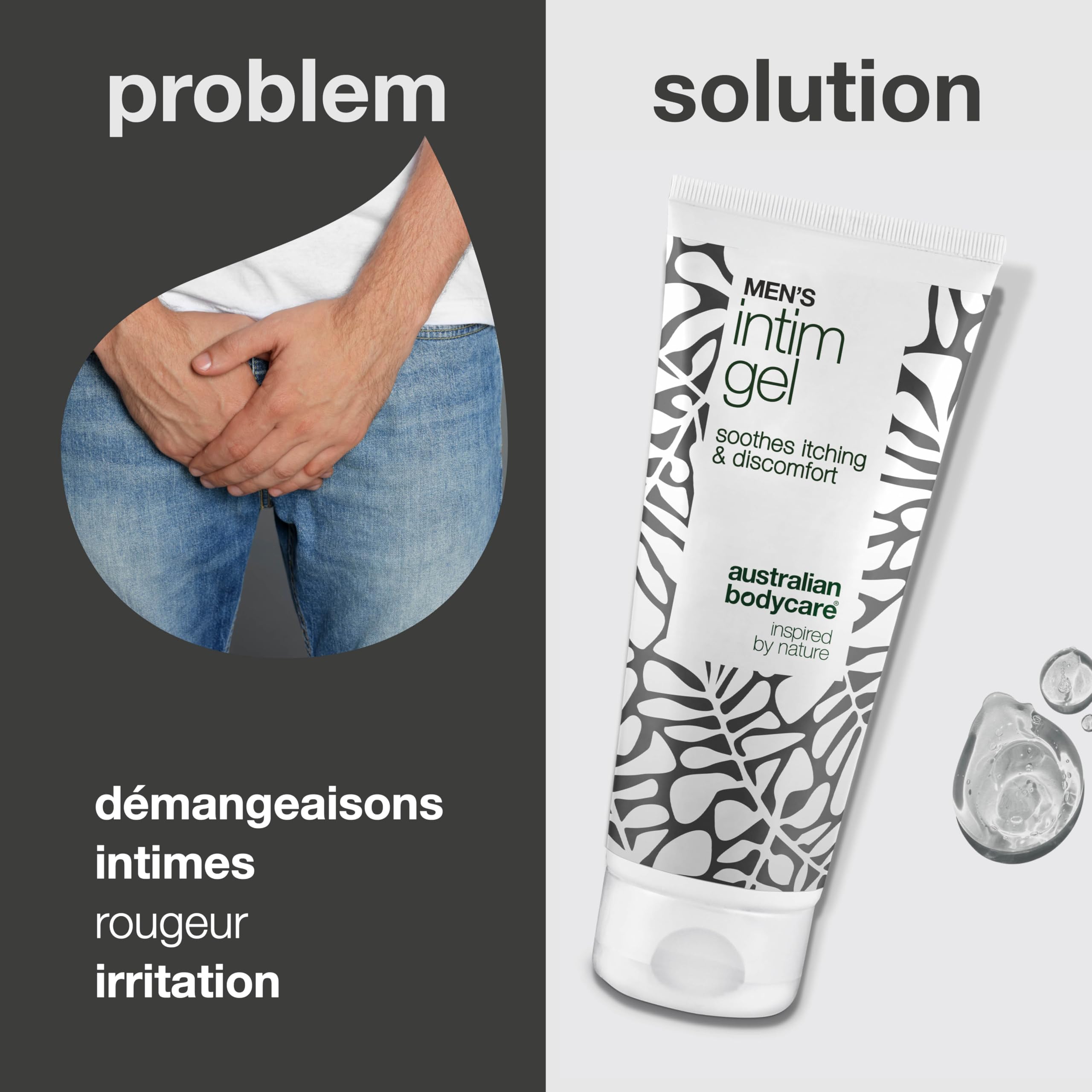 Gel Intime pour Hommes – Réduit les rougeurs, les irritations et les démangeaisons de l’aine. Spécialement conçu pour les hommes à la peau sensible