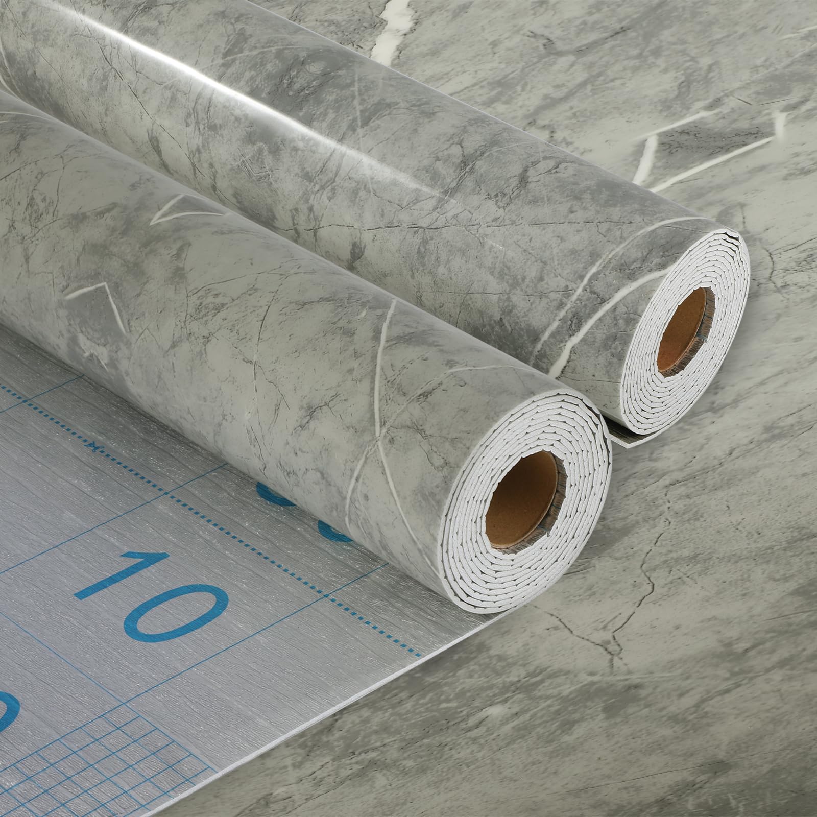 Putentfun Grey Glossy Marble Self Adhesive Wallpaper Bathroom Waterproof