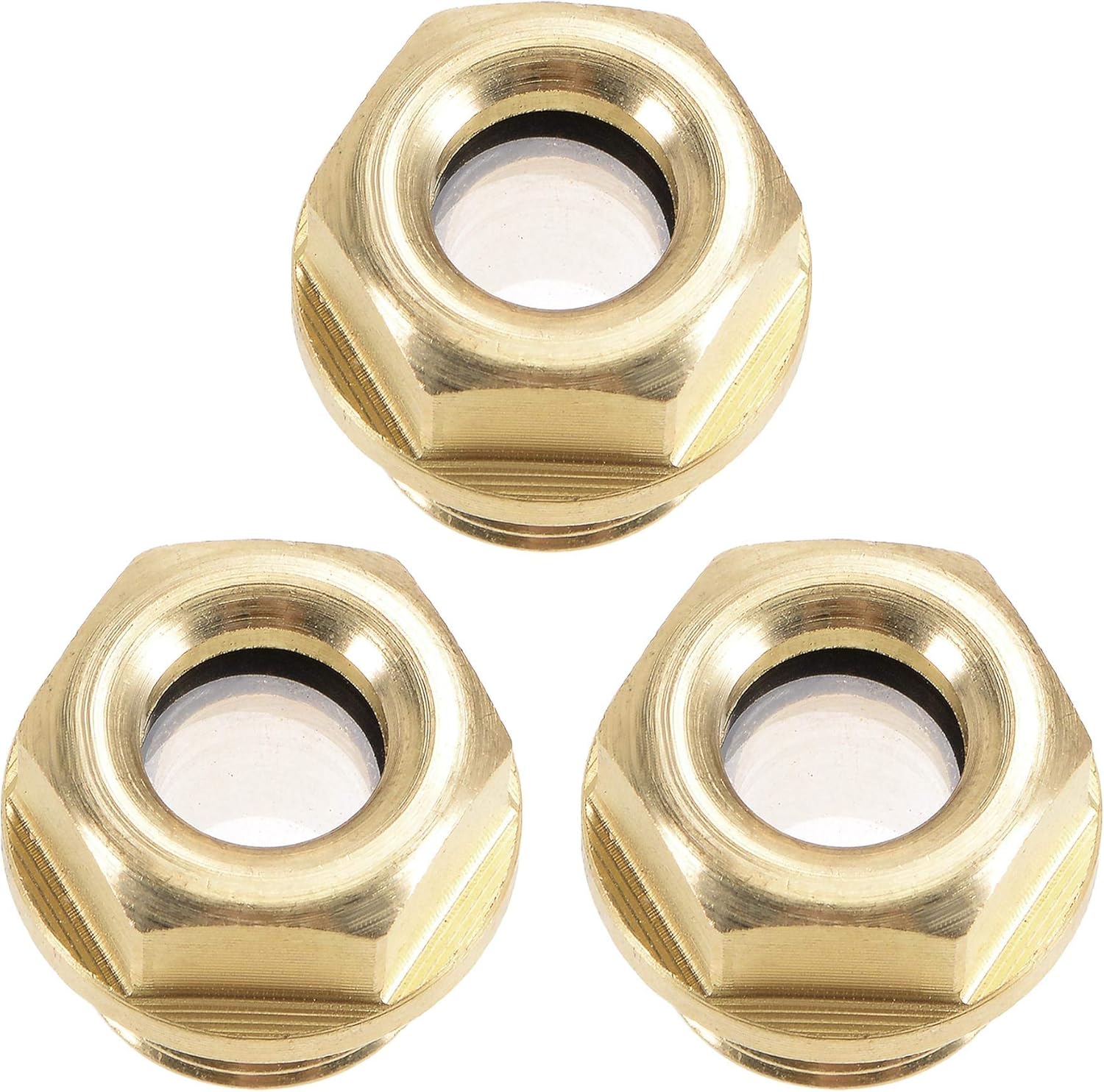 uxcell Oil Liquid Level Gauge Sight Glass G1/4 Male Threaded Brass Air Compressor Fittings with O-Ring, Yellow 3Pcs